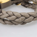 Miu Miu Matelasse Hand Bag Leather 2way Gray Gold Auth 212432M-8