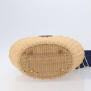 PRADA Hand Bag Raffia 2way Beige Gold Auth 212434SAM-11