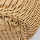 PRADA Hand Bag Raffia 2way Beige Gold Auth 212434SAM-12