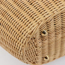 PRADA Hand Bag Raffia 2way Beige Gold Auth 212434SAM-13