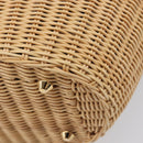 PRADA Hand Bag Raffia 2way Beige Gold Auth 212434SAM-14