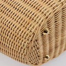 PRADA Hand Bag Raffia 2way Beige Gold Auth 212434SAM-15