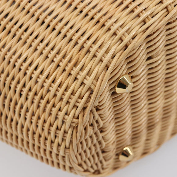 PRADA Hand Bag Raffia 2way Beige Gold Auth 212434SAM