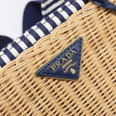 PRADA Hand Bag Raffia 2way Beige Gold Auth 212434SAM-18