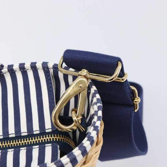 PRADA Hand Bag Raffia 2way Beige Gold Auth 212434SAM