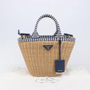 PRADA Hand Bag Raffia 2way Beige Gold Auth 212434SAM-30