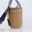 PRADA Hand Bag Raffia 2way Beige Gold Auth 212434SAM-4