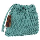 CHANEL Drawstring Shoulder Bag Lamb Skin Green CC Auth 212436SM-1