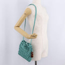 CHANEL Drawstring Shoulder Bag Lamb Skin Green CC Auth 212436SM-23