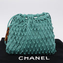 CHANEL Drawstring Shoulder Bag Lamb Skin Green CC Auth 212436SM-24