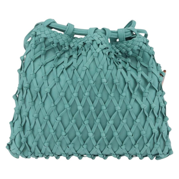 CHANEL Drawstring Shoulder Bag Lamb Skin Green CC Auth 212436SM