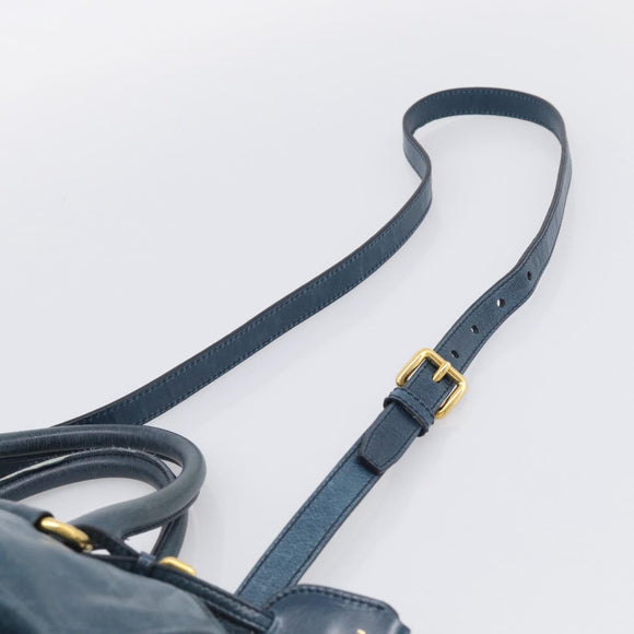 Miu Miu Hand Bag Leather 2way Blue Gold Auth 212438M