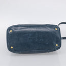 Miu Miu Hand Bag Leather 2way Blue Gold Auth 212438M-12