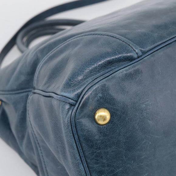 Miu Miu Hand Bag Leather 2way Blue Gold Auth 212438M