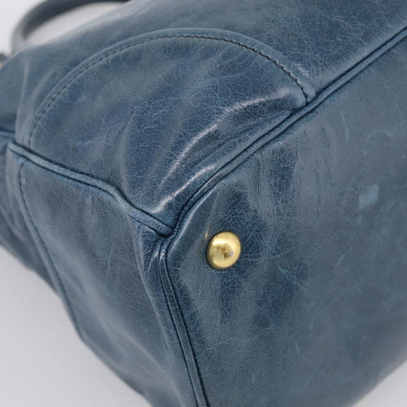 Miu Miu Hand Bag Leather 2way Blue Gold Auth 212438M