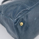 Miu Miu Hand Bag Leather 2way Blue Gold Auth 212438M-19