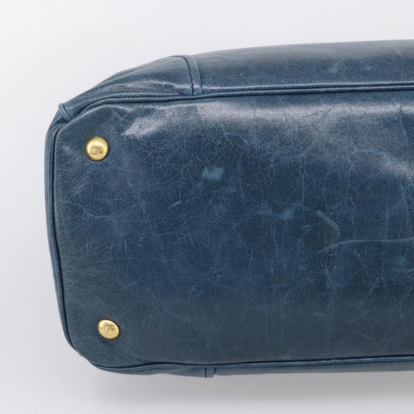 Miu Miu Hand Bag Leather 2way Blue Gold Auth 212438M