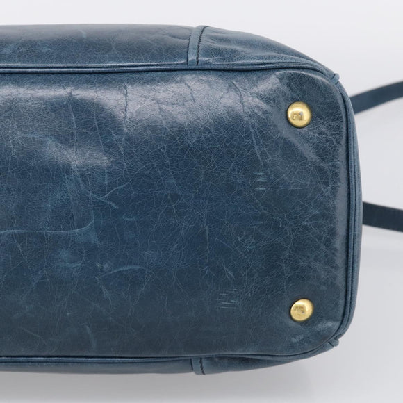 Miu Miu Hand Bag Leather 2way Blue Gold Auth 212438M