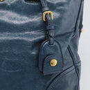 Miu Miu Hand Bag Leather 2way Blue Gold Auth 212438M-22