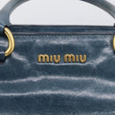 Miu Miu Hand Bag Leather 2way Blue Gold Auth 212438M-20