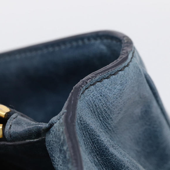 Miu Miu Hand Bag Leather 2way Blue Gold Auth 212438M