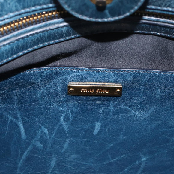 Miu Miu Hand Bag Leather 2way Blue Gold Auth 212438M