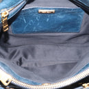 Miu Miu Hand Bag Leather 2way Blue Gold Auth 212438M-23