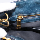 Miu Miu Hand Bag Leather 2way Blue Gold Auth 212438M-27