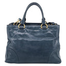 Miu Miu Hand Bag Leather 2way Blue Gold Auth 212438M-3
