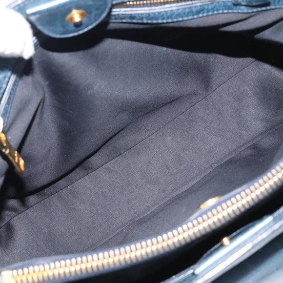Miu Miu Hand Bag Leather 2way Blue Gold Auth 212438M