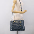 Miu Miu Hand Bag Leather 2way Blue Gold Auth 212438M-34