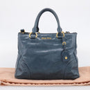 Miu Miu Hand Bag Leather 2way Blue Gold Auth 212438M-35