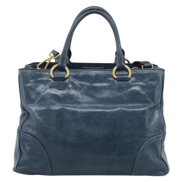 Miu Miu Hand Bag Leather 2way Blue Gold Auth 212438M