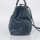 Miu Miu Hand Bag Leather 2way Blue Gold Auth 212438M-4