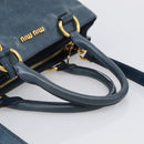 Miu Miu Hand Bag Leather 2way Blue Gold Auth 212438M-7