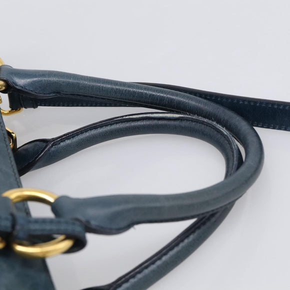 Miu Miu Hand Bag Leather 2way Blue Gold Auth 212438M