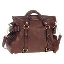 Miu Miu Matelasse Hand Bag Leather 2way Brown Gold Auth 212439M-1