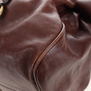 Miu Miu Matelasse Hand Bag Leather 2way Brown Gold Auth 212439M-16