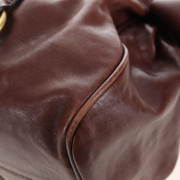 Miu Miu Matelasse Hand Bag Leather 2way Brown Gold Auth 212439M