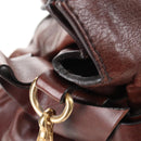 Miu Miu Matelasse Hand Bag Leather 2way Brown Gold Auth 212439M-17