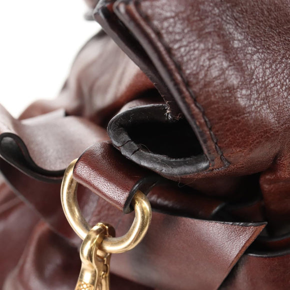Miu Miu Matelasse Hand Bag Leather 2way Brown Gold Auth 212439M