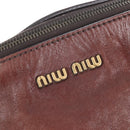 Miu Miu Matelasse Hand Bag Leather 2way Brown Gold Auth 212439M-19