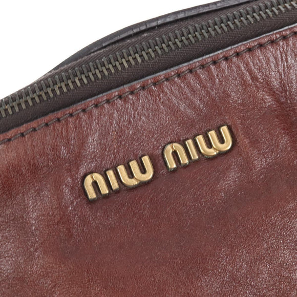 Miu Miu Matelasse Hand Bag Leather 2way Brown Gold Auth 212439M