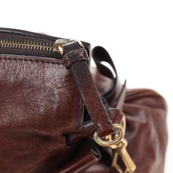 Miu Miu Matelasse Hand Bag Leather 2way Brown Gold Auth 212439M