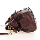 Miu Miu Matelasse Hand Bag Leather 2way Brown Gold Auth 212439M-4