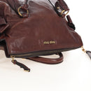 Miu Miu Matelasse Hand Bag Leather 2way Brown Gold Auth 212439M-6