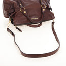 Miu Miu Matelasse Hand Bag Leather 2way Brown Gold Auth 212439M-9