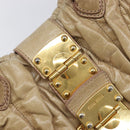 Miu Miu Hand Bag Leather Beige Gold Auth 212440A-18