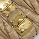 Miu Miu Hand Bag Leather Beige Gold Auth 212440A-19