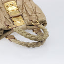 Miu Miu Hand Bag Leather Beige Gold Auth 212440A-7